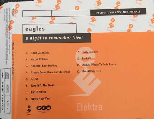 Eagles : A Night To Remember (Live) (CD, Promo)