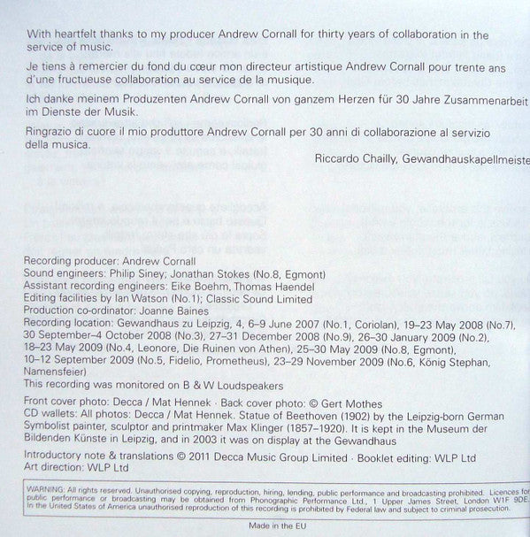 Beethoven* - Riccardo Chailly, Gewandhausorchester* : Beethoven: The Symphonies (5xCD + Box, Comp)