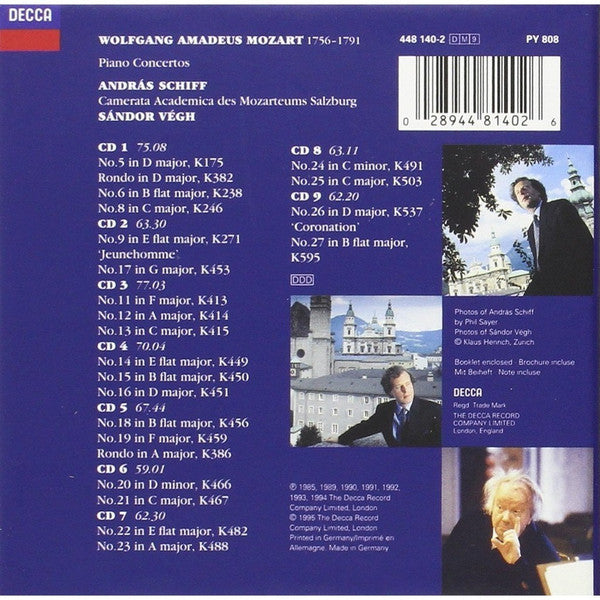 Mozart* - András Schiff, Camerata Academica Des Mozarteums Salzburg*, Sándor Végh : Klavierkonzerte - Piano Concertos - Concertos Pour Piano (9xCD, Comp + Box)