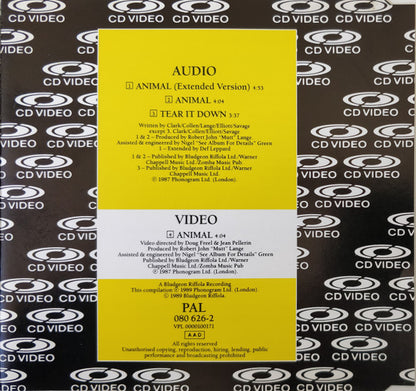 Def Leppard : Animal (CDV, 5", Single, PAL)