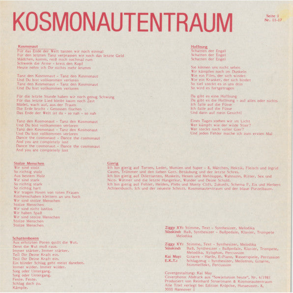Kosmonautentraum : Juri Gagarin (LP, Album, RP)