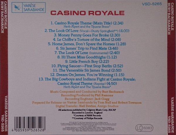 Burt Bacharach : Casino Royale (Original Motion Picture Soundtrack) (CD, Album, RE)