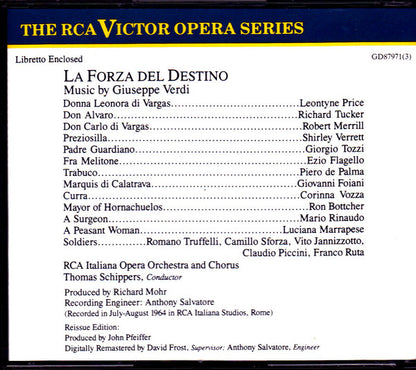 Giuseppe Verdi, Thomas Schippers, Leontyne Price, Richard Tucker (2), Robert Merrill, Shirley Verrett : La Forza del Destino (3xCD, Album, RE, RM)