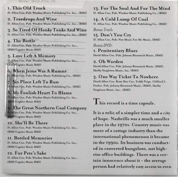 David Allan Coe : For The Soul And For The Mind Demo's Of '71-'74 (CD, Album + DVD-V)