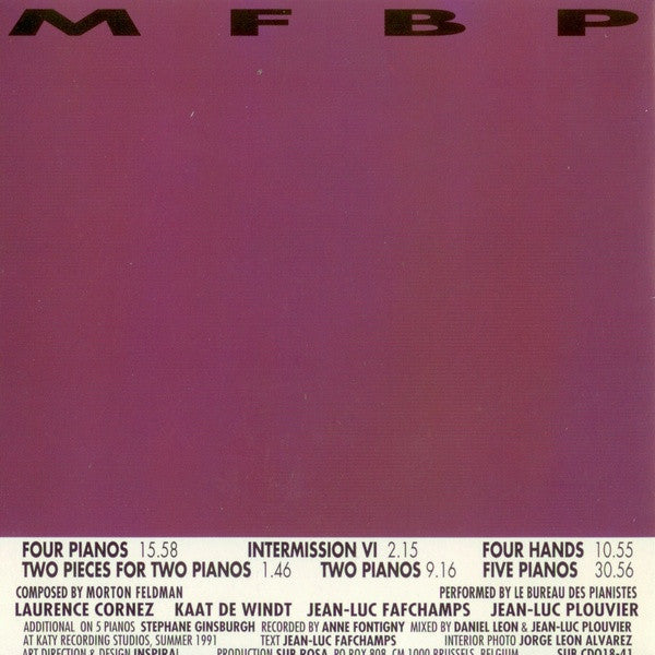 Morton Feldman - Le Bureau Des Pianistes : Pieces For More Than Two Hands (CD, Album)