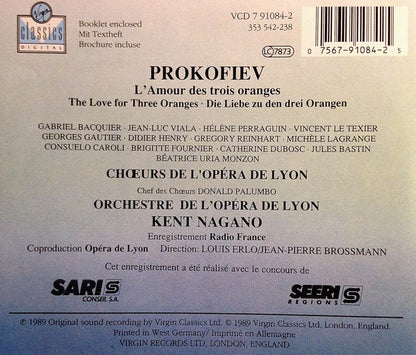 Sergei Prokofiev – Chœurs De L'Opéra De Lyon Et Orchestre De L'Opéra De Lyon, Kent Nagano, Gabriel Bacquier, Jules Bastin, Catherine Dubosc, Georges Gautier, Jean-Luc Viala : L'Amour Des 3 Oranges (2xCD, Album + Box)