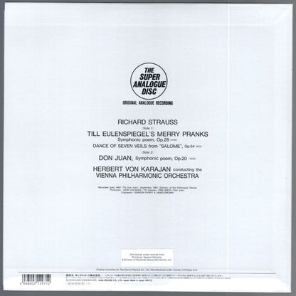 Richard Strauss – Herbert von Karajan, Wiener Philharmoniker : Till Eulenspiegel’s Merry Pranks / Dance Of Seven Veils From “Salome” / Don Juan (LP, Album, RE, RM, S/Edition, OBI)