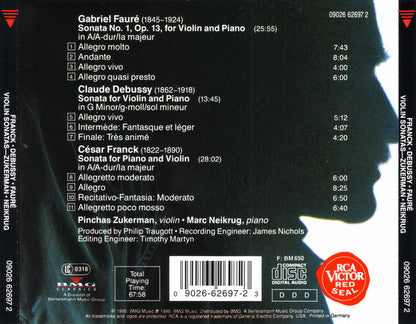 César Franck ▪ Claude Debussy ▪ Gabriel Fauré – Pinchas Zukerman ▪ Marc Neikrug : Violin Sonatas (CD)