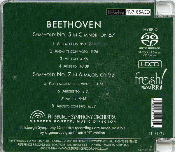 Beethoven* - Pittsburgh Symphony Orchestra, Manfred Honeck : Symphony No. 5 / Symphony No. 7 (SACD, Hybrid, Multichannel, HDC)