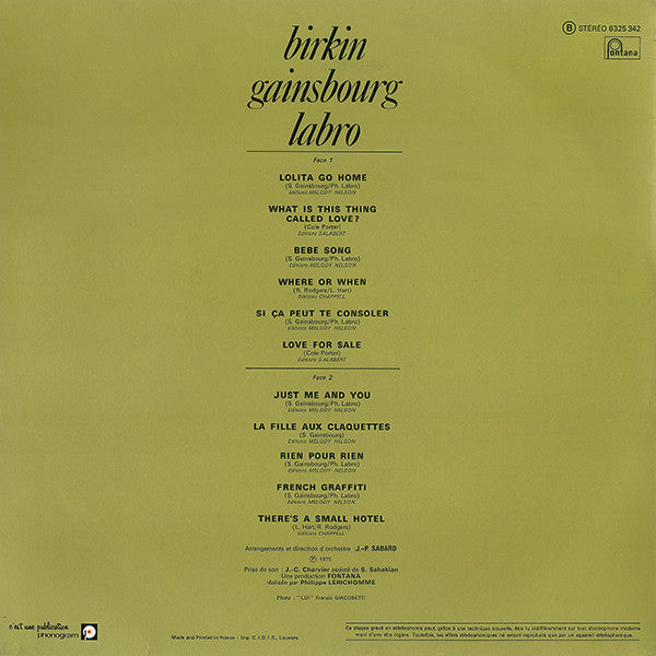 Jane Birkin : Lolita Go Home (LP, Album, 1st)