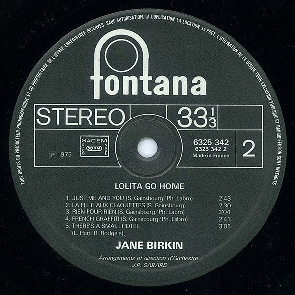 Jane Birkin : Lolita Go Home (LP, Album, 1st)