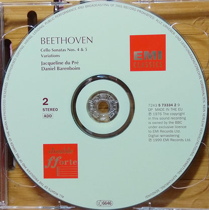Beethoven* - Jacqueline du Pré, Daniel Barenboim : Cello Sonatas & Variations (2xCD, Album)