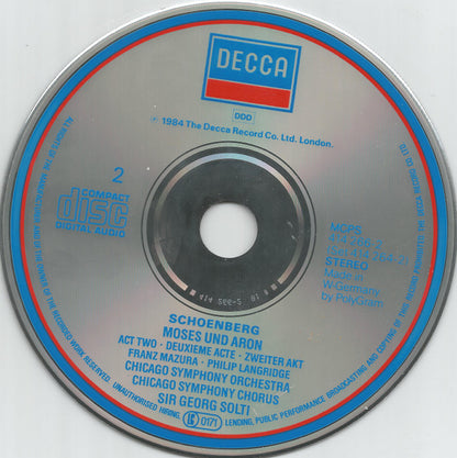 Arnold Schoenberg, Franz Mazura, Philip Langridge, Chicago Symphony Orchestra, Chicago Symphony Chorus, Georg Solti : Moses Und Aron (2xCD)