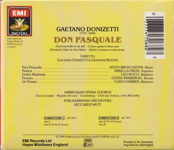 Gaetano Donizetti, Mirella Freni, Sesto Bruscantini, Leo Nucci ∙ Gösta Winbergh, Riccardo Muti : Don Pasquale (2xCD + Box)