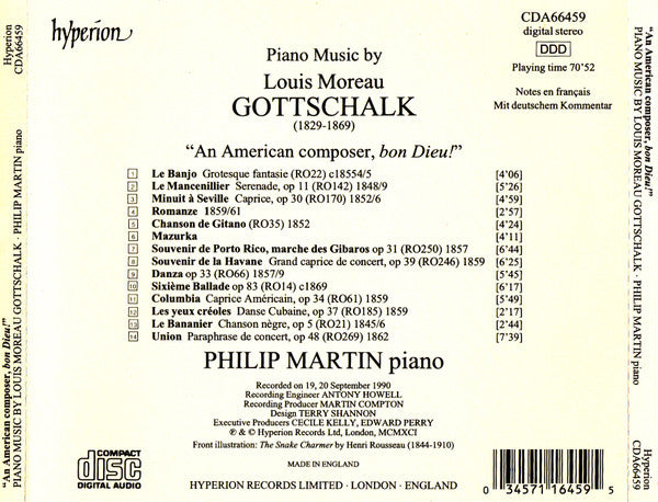 Philip Martin (3), Louis Moreau Gottschalk : Gottschalk Piano Music (CD, Album)