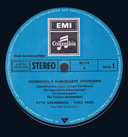 Otto Grünmandl : Grünmandl's Humorigste Interviews (LP, Comp, Club)