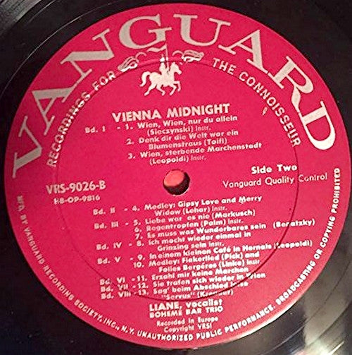 Liane Augustin : Vienna Midnight (LP, Album, Mono)