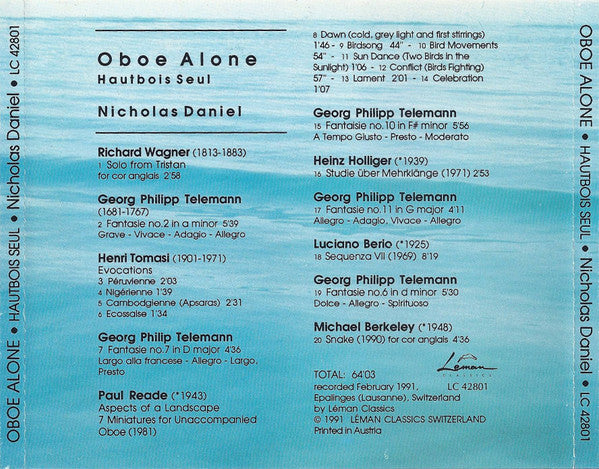 Nicholas Daniel : Oboe Alone (Hautbois Seul) (CD)