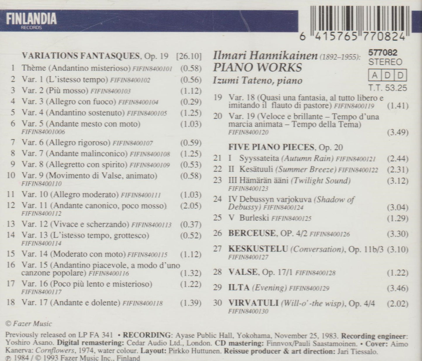 Piano Works / Izumi Tateno